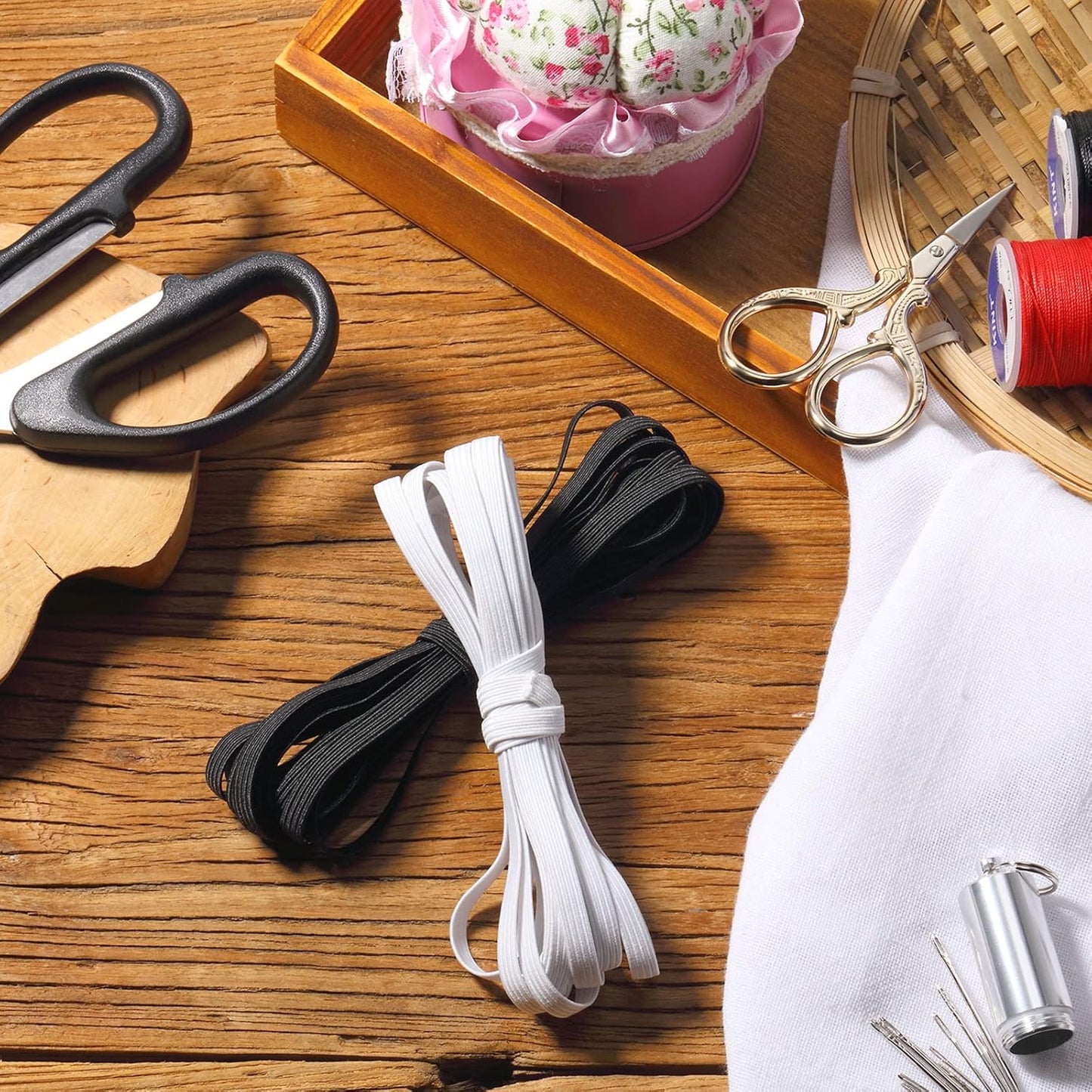 WILLBOND 12 Rolls Colorful Elastic Band Folding Elastic Cord Heavy Duty Stretch Band Knitted Flat Band for Sewing Crafts DIY Comforter Cuffs(1/4 Inch X 4.4 Yard,Retro Colors)