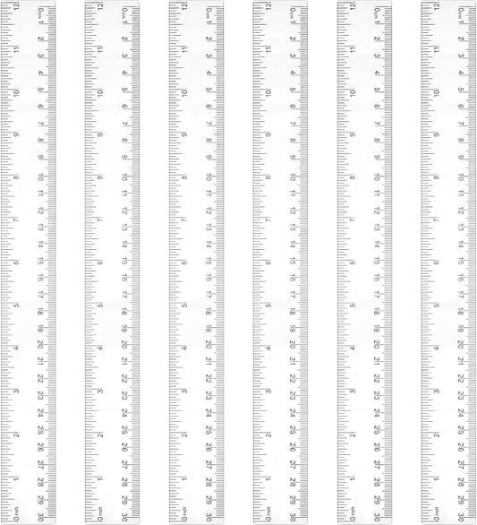 Zonon 6 Pcs 12 Inch Ruler Bulk Plastic Flexible Straight Metric Rulers with Centimeters and Inches Drafting Measuring Tool for Classroom School Students Education (Clear)