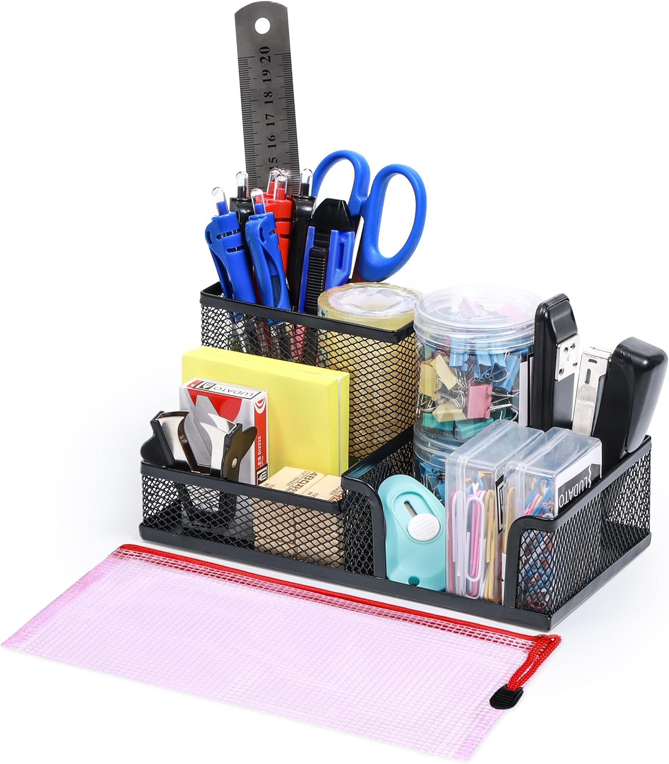 Ludato 39pcs Office Supplies Set - Desk Accessory Kit with Pen Holder Stapler Staples Staple Remover and Paper Clips - Complete Office Stationery Set for Home or Work