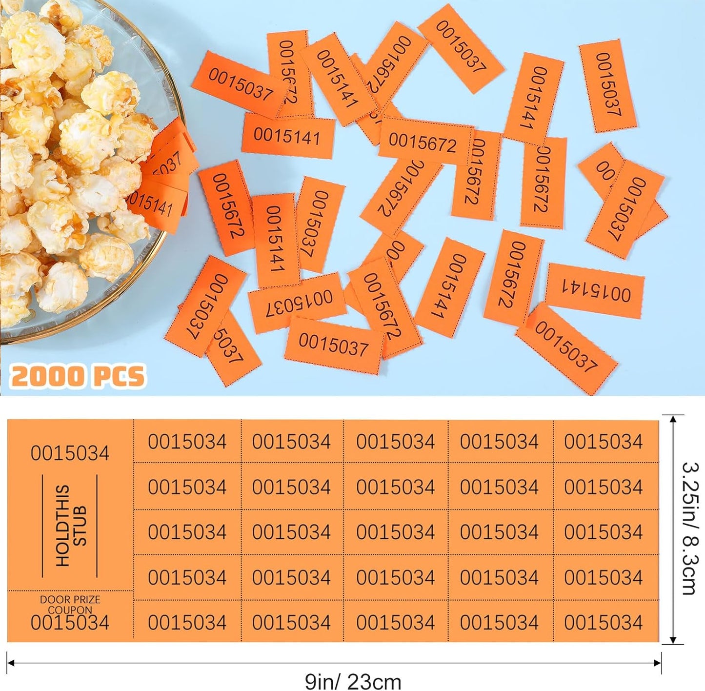 Kosiz 2000 Sheets Raffle Ticket 25 Bid Chinese Auction Tickets Tricky Tray Basket Raffle Sheets for Back to School Class Rewards Carnival Door Prizes Events(Orange)