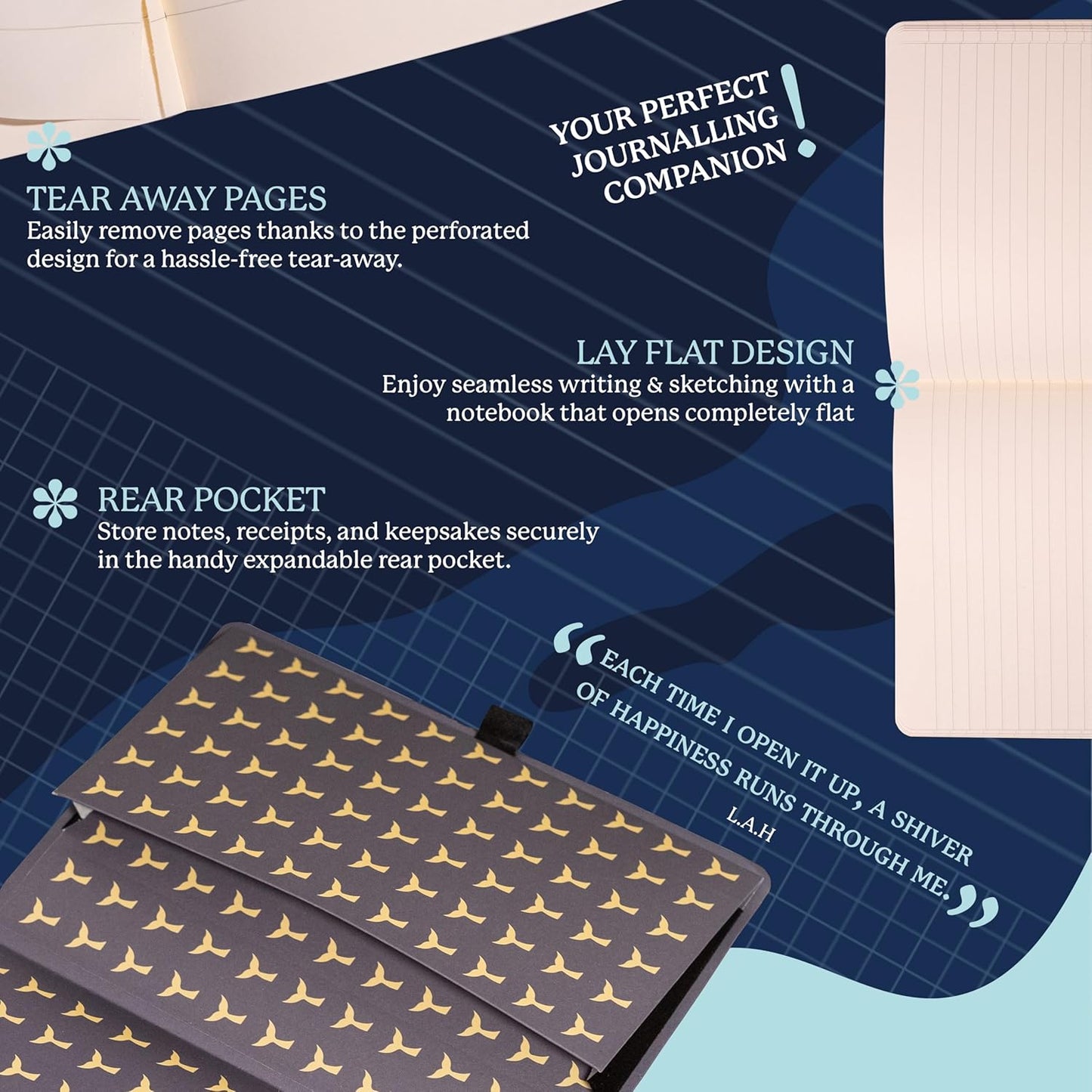 Dingbats* Wildlife Lined Writing Journal Notebook A5 - Vegan Leather Softcover - Ideal for Work, Travel - Pocket, Elastic Closure, & Bookmark