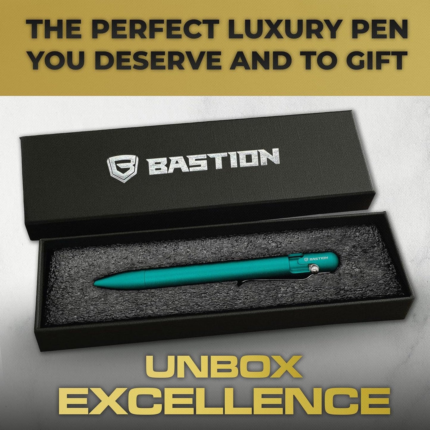 BASTION® Luxury Bolt Action Pen, Durable Professional Ballpoint Pen with Fine Tip, EDC Pen, Ink Refillable Pen for Birthday Gift, Travel Pen for School and Work