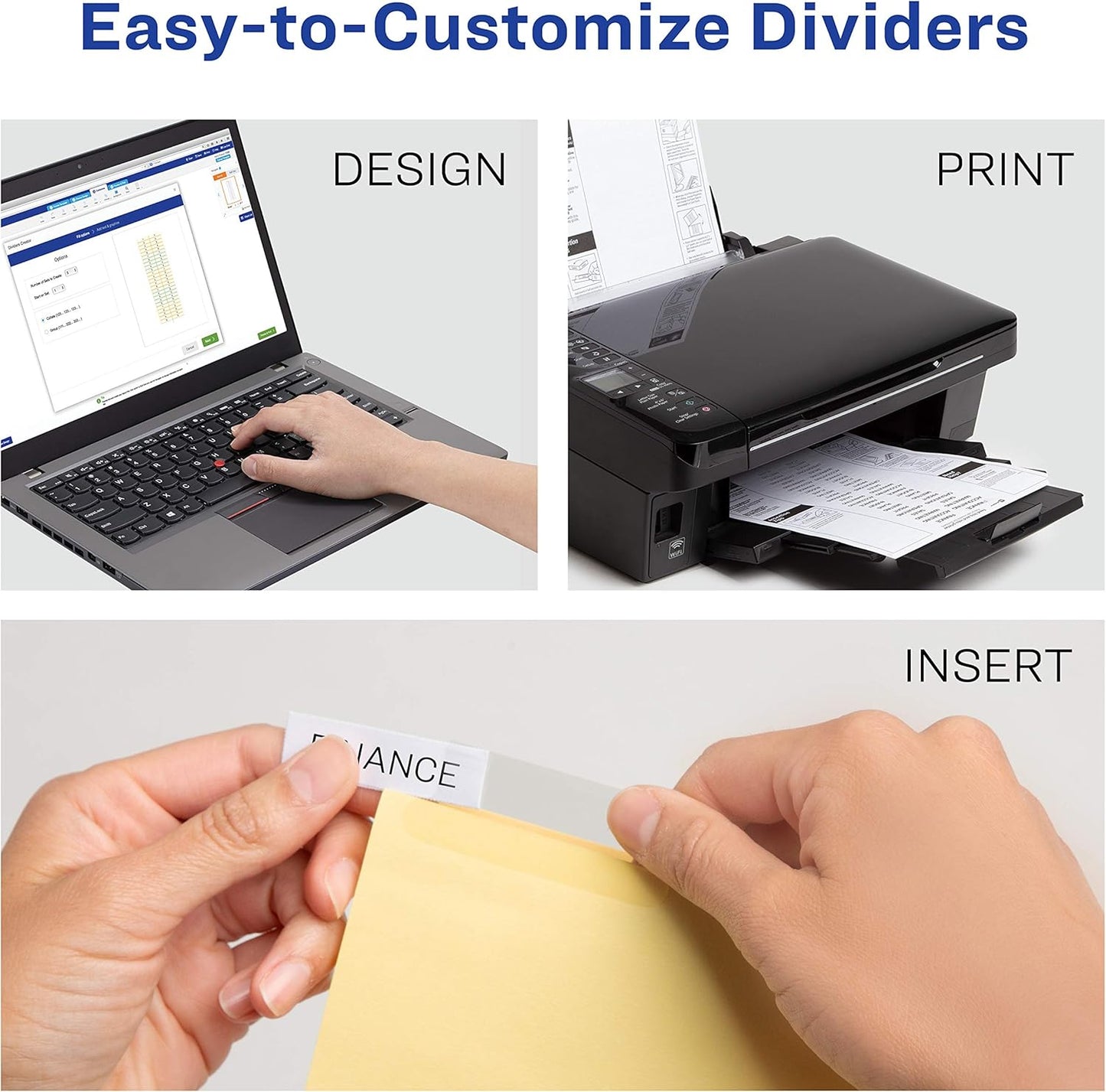 Avery Big Tab Insertable Dividers for 3 Ring Binders, 8-Tab Set, Buff Paper, Clear Tabs, 48 Sets of 11112 (11115)