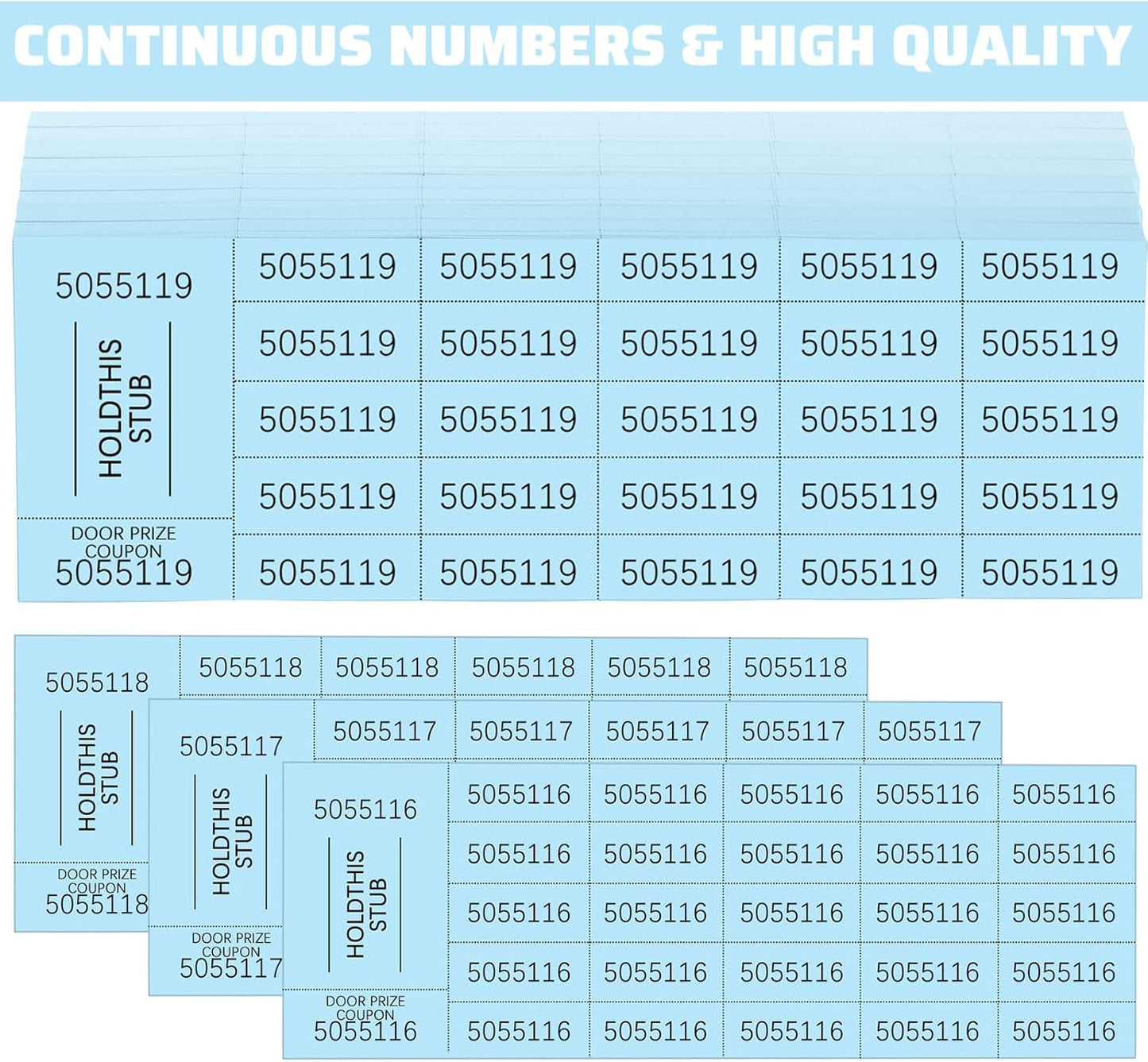 Kosiz 504 Sheets 25 Bid Raffle Ticket with Different Numbers Per Sheet Chinese Auction Tickets for Events Church Basket Auction Silent (Light Blue)
