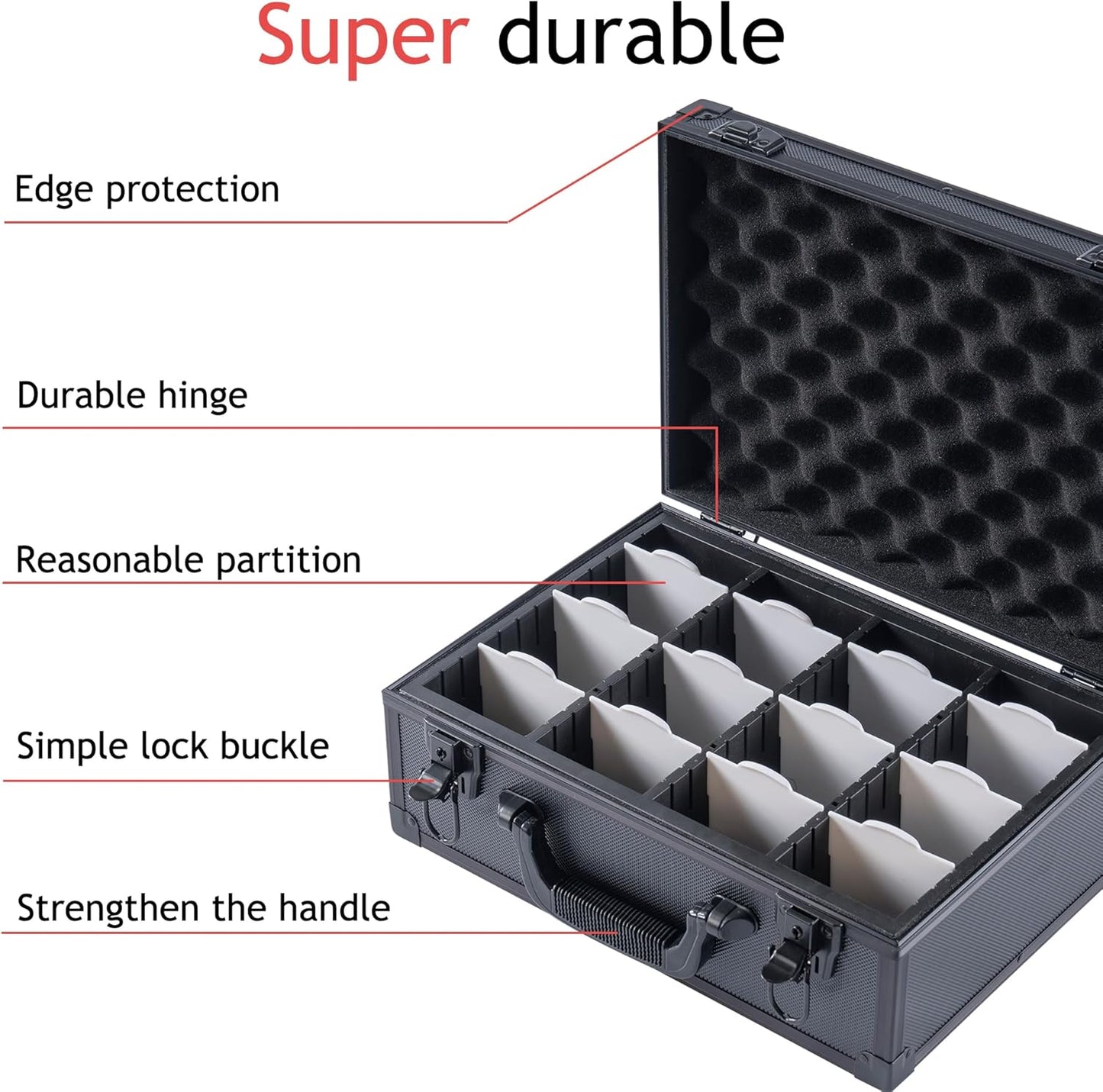 Premium Toploader Storage Box With Card Dividers For 3 X 4 Rigid Cards Holds 530+ 35pt Toploaders Trading Card Storage Box Suitable For TCG And Magnetic Card Holders, Black, K00SBa3