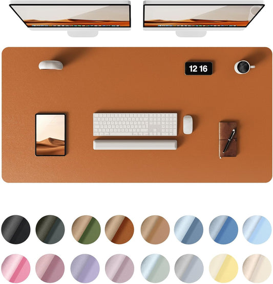 YSAGi Leather Desk Protector, Office Mat, Large Mouse Mat, Non-Slip PU Leather Blotter, Laptop Desk Pad, Waterproof Writing Pad for Office and Home (Brown, 47.2" x 23.6")