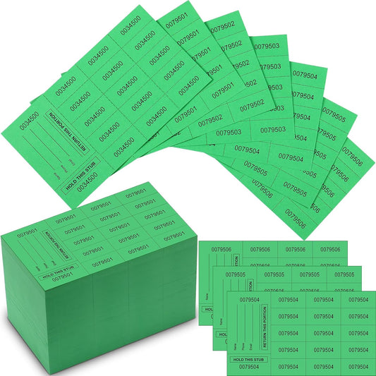 Kosiz 1000 Sheet 15 Bid Raffle Tickets Chinese Auction Tickets Sheets Auction Fundraiser Ticket Numbered with Name and Phone Number Per Sheet Raffle Tags for Silent Bidding(Green)