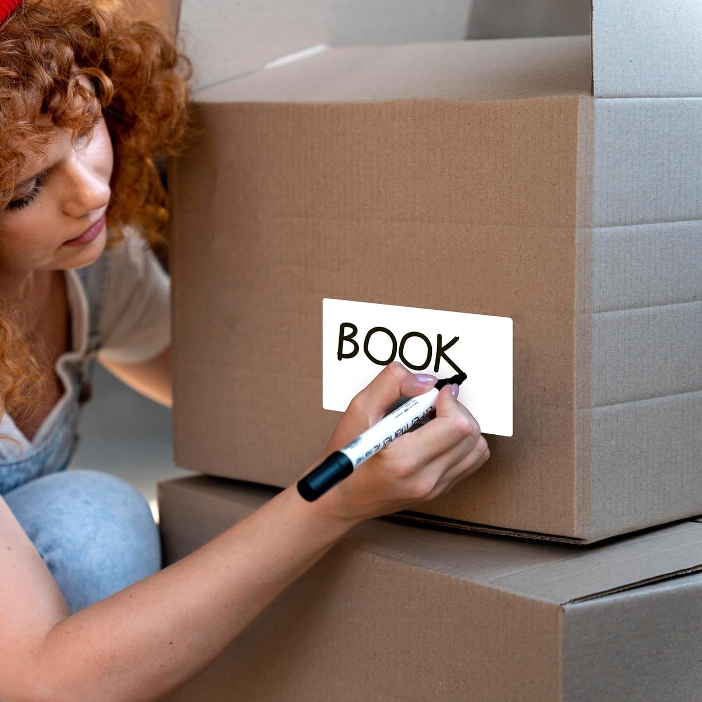 PARLAIM 3 X 5 Inch 4Rolls/1000 Per Rectangle Inventory Color Coding Labels,Roll Square Label Stickers for Home (White)