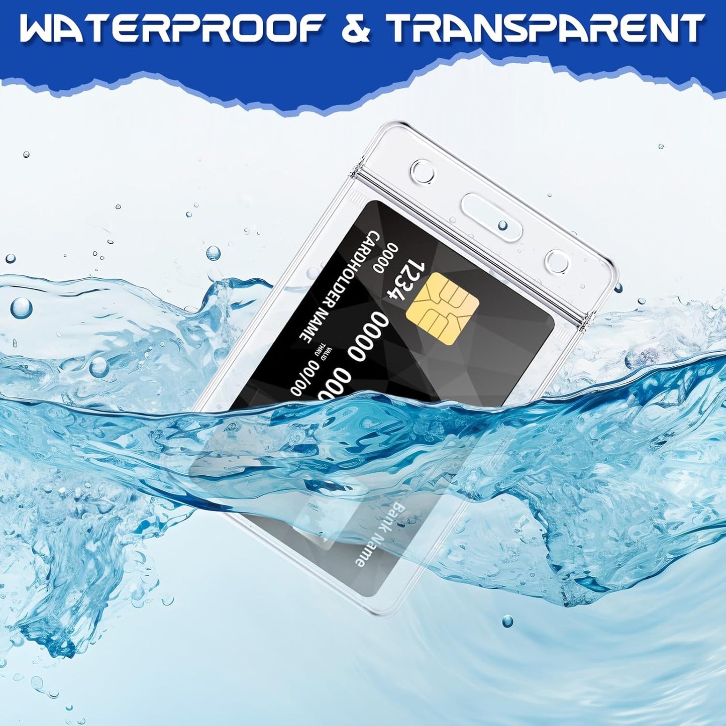 BESARME 60 Pack Vertical ID Card Badge Holder Clear Plastic Sealable Waterproof Zip Name Tag for Work Office Nurse School