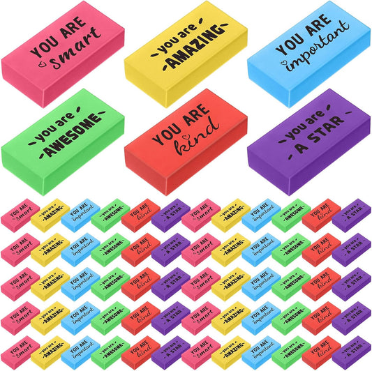 180 Pcs Inspirational Erasers for Kids Christian Pencil Erasers Bulk, Back-to-School Gifts Motivational and Cute Supplies for Students Classrooms, Drawing (Multicolor,Motivational)
