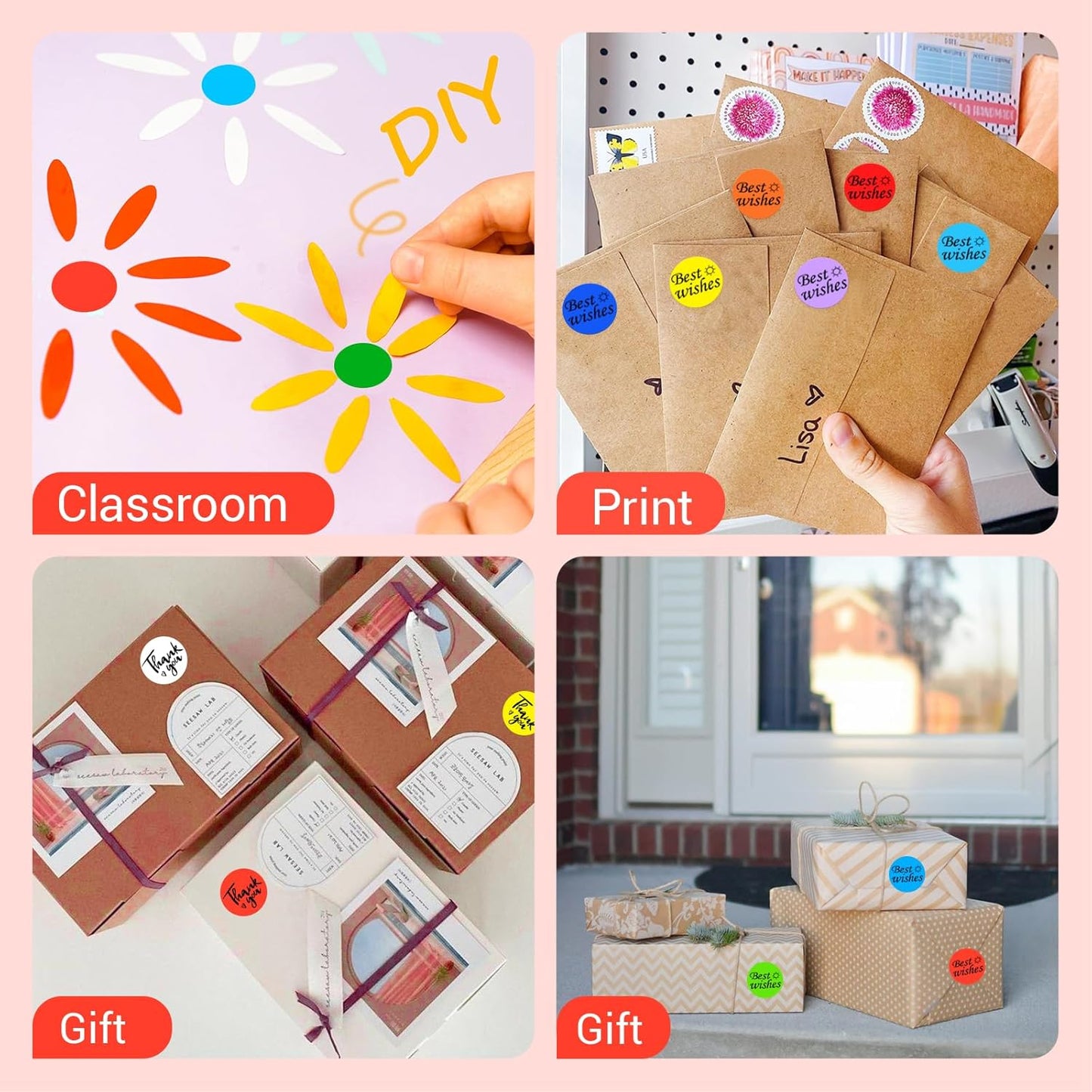 1 Inch Circle Dot Stickers 1000 PCS Color Coding Thermal Labels Dots Writable Printable Small Round Stickers for Office, Classroom, Inventory, Garage, Organizing Storage, Fluorescent Red