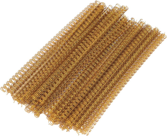 3 to 1 Pitch Twin Loop Wire Binding Spines, 3/8 Inch Book Binder Combs, 100 Pack Spiral Binding Coils for Booking Binder Machine, Students and Coworkers (60 Sheet Capacity,Gold)