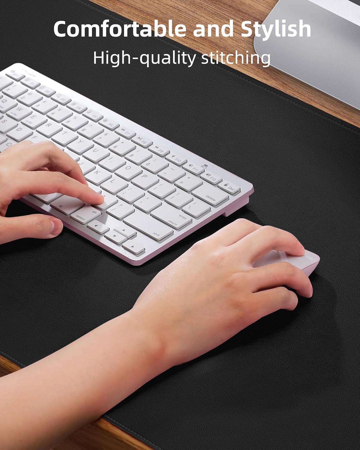 Leather Desk Protector, 55"x17" - Premium Mat, Large Mouse Pad, Non-Slip Blotter, Waterproof Writing Pad for Office and Home (Black)