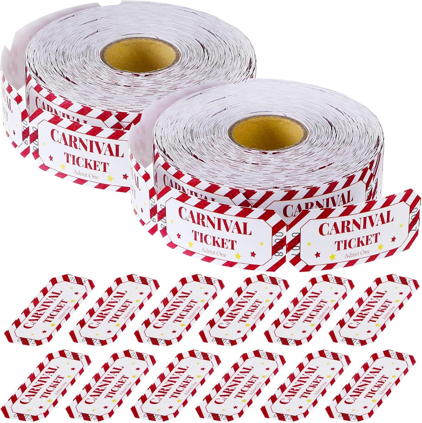TaoBary 2 Rolls 1000 Pcs Free Drink Ticket Roll Raffle Party Tickets for Events Wedding and Parties(Carnival)