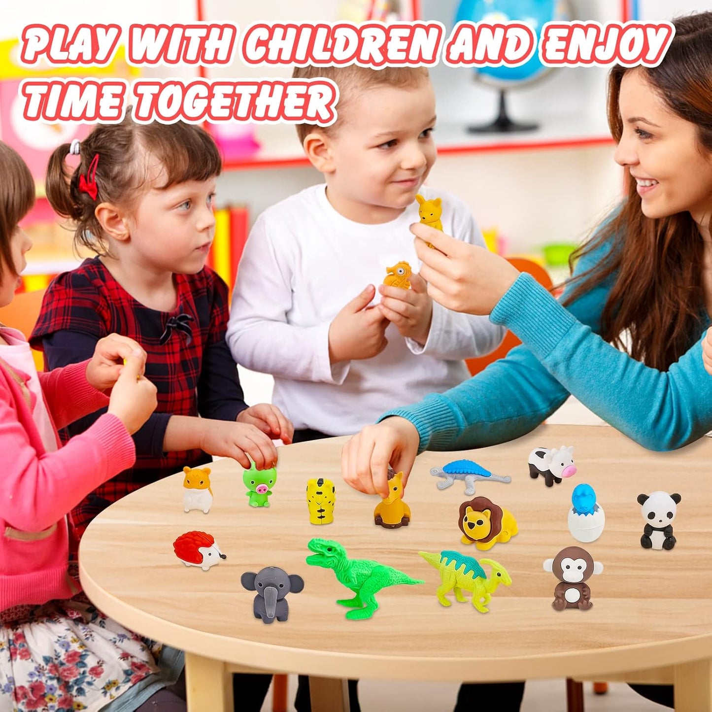 Zkptops 35Pcs Animal Erasers Kids Desk Pets Animal Pencil Erasers Puzzle Erasers Toy Mini Eraser Prize Bulk for Classroom Reward, Treasure Box, Easter Egg Filler, Party Favor, Goodie Bag Stuffer Gift