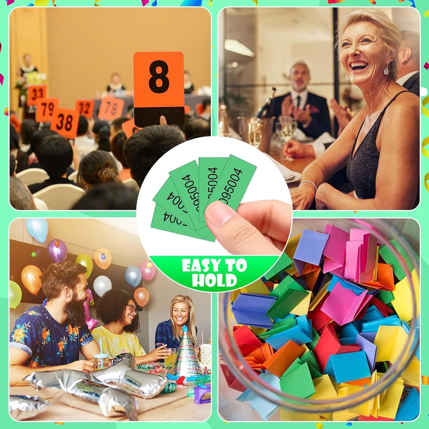 Kosiz 1000 Sheets 5 Bid Raffle Ticket Numbers Auction Tickets for Events & Church (Green)