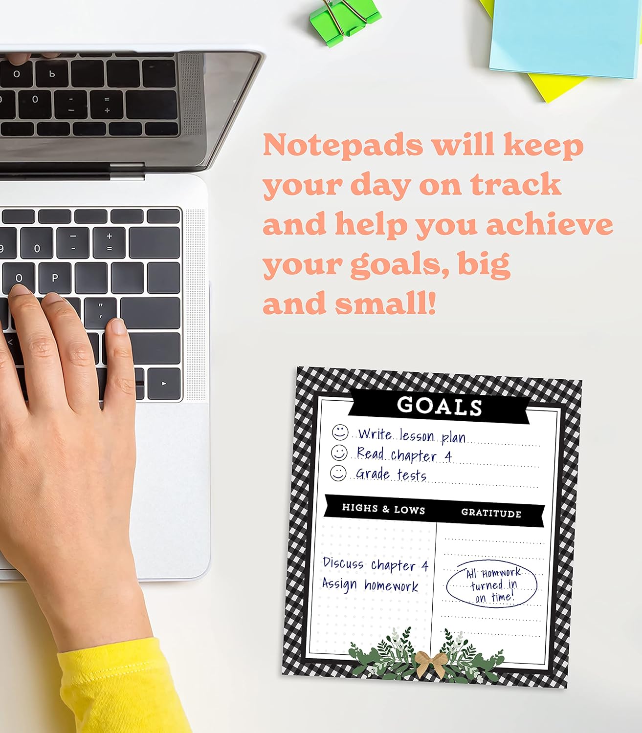 Carson Dellosa Farmhouse Notepad 4-Pack, Note Pads for Goals, To Do List, Checklist, Notes, Sketch Pad, and Classroom Organization Stationary, Desk Accessories and Office Supplies