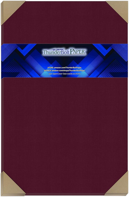 25 Dark Burgundy Linen 80# Cover Paper Sheets - 11" X 17" (11X17 Inches) Tabloid|Ledger|Booklet Size - 80 lb/pound Card Weight - Fine Linen Textured Finish - Deep Dye Quality Cardstock
