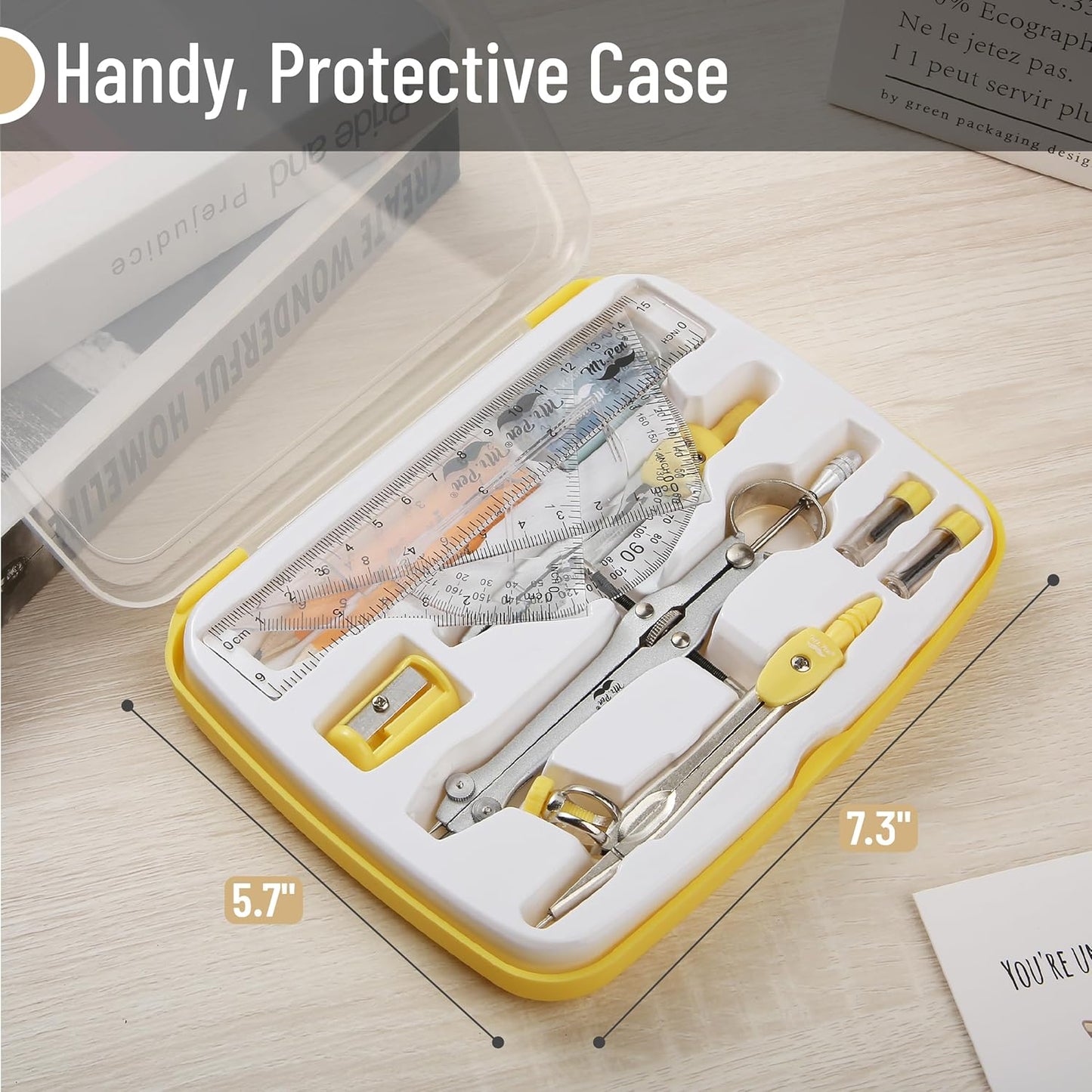 Mr. Pen- Geometry Set, 13 pcs, Compass for Geometry Compass, Geometry Kit Set with Shatterproof Storage Box, Math Compass, Geometry Set for School, Compass Math, Protractor and Compass Set