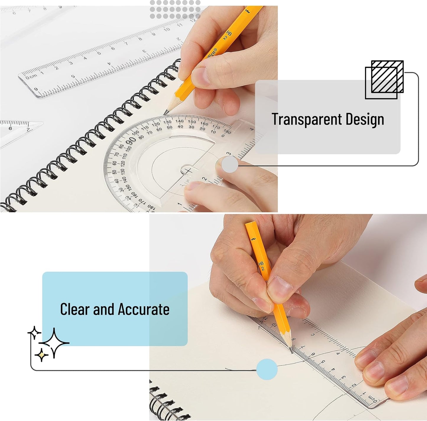 Mr. Pen 13 Piece Geometry Set with Shatterproof Storage Box, Blue