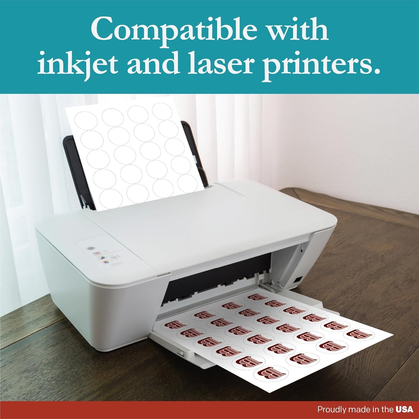 Premium Label Supply White Sticker Round Labels – 1-2/3" Circle – Laser/Inkjet Compatible – (24 per Sheet), 500 Sheets – 12,000 Total Adhesive Labels