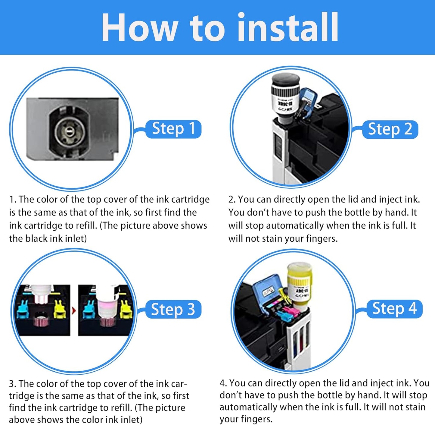 LCL GI-26 GI26 Ink Bottles Replacement for Canon 26 GI26 GI-26 Ink Refill Bottles Compatible with Canon MAXIFY GX7021 GX6021 GX7020 GX6020 GX5020 GX4020 GX3020 Printer (4-Pack,KCMY)