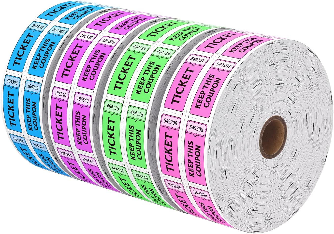 Fluorescence Raffle Tickets Double Roll 8000 Tickets 50/50 Tickets for Events, Entry, Class Reward, Fundraiser & Prizes(Blue, Green, Purple, Red)