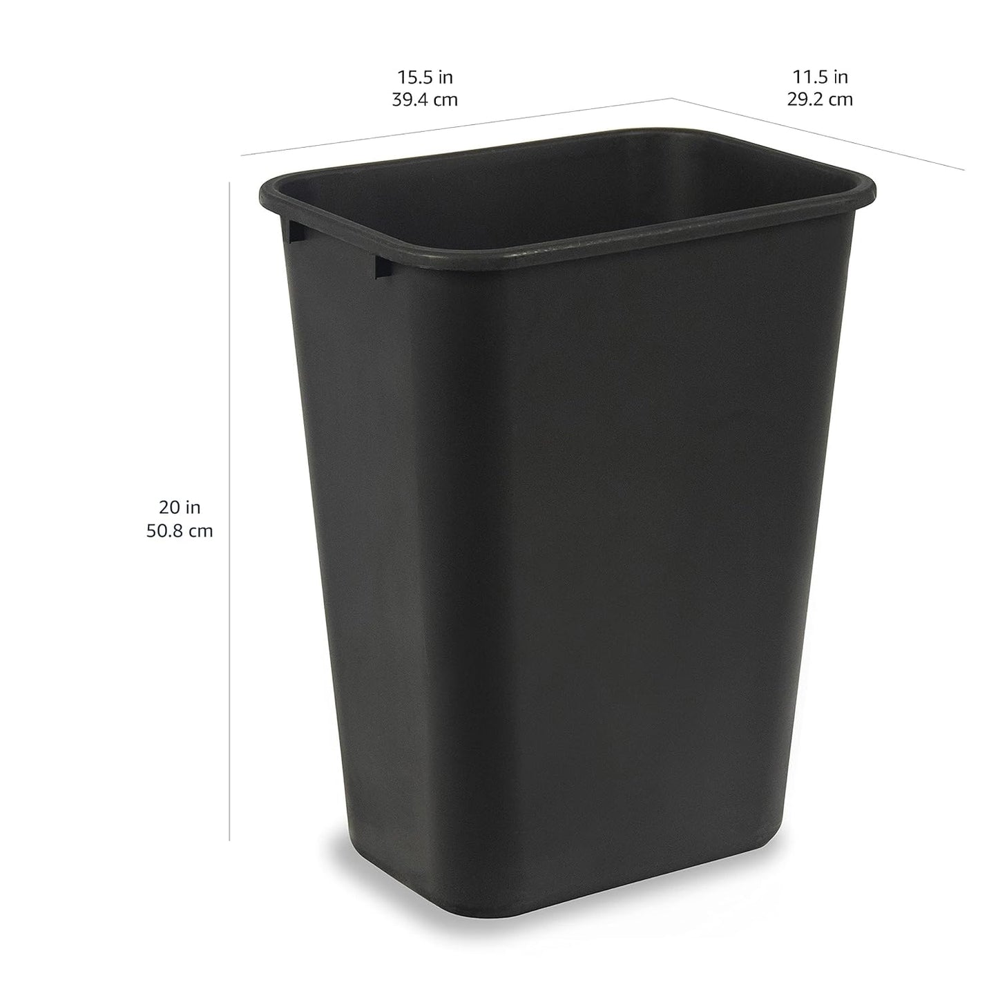 Amazon Basics Trash Can, Rectangular Commercial Office Wastebasket, 10 Gallon (Pack Of 2), Black (Previously AmazonCommercial brand)