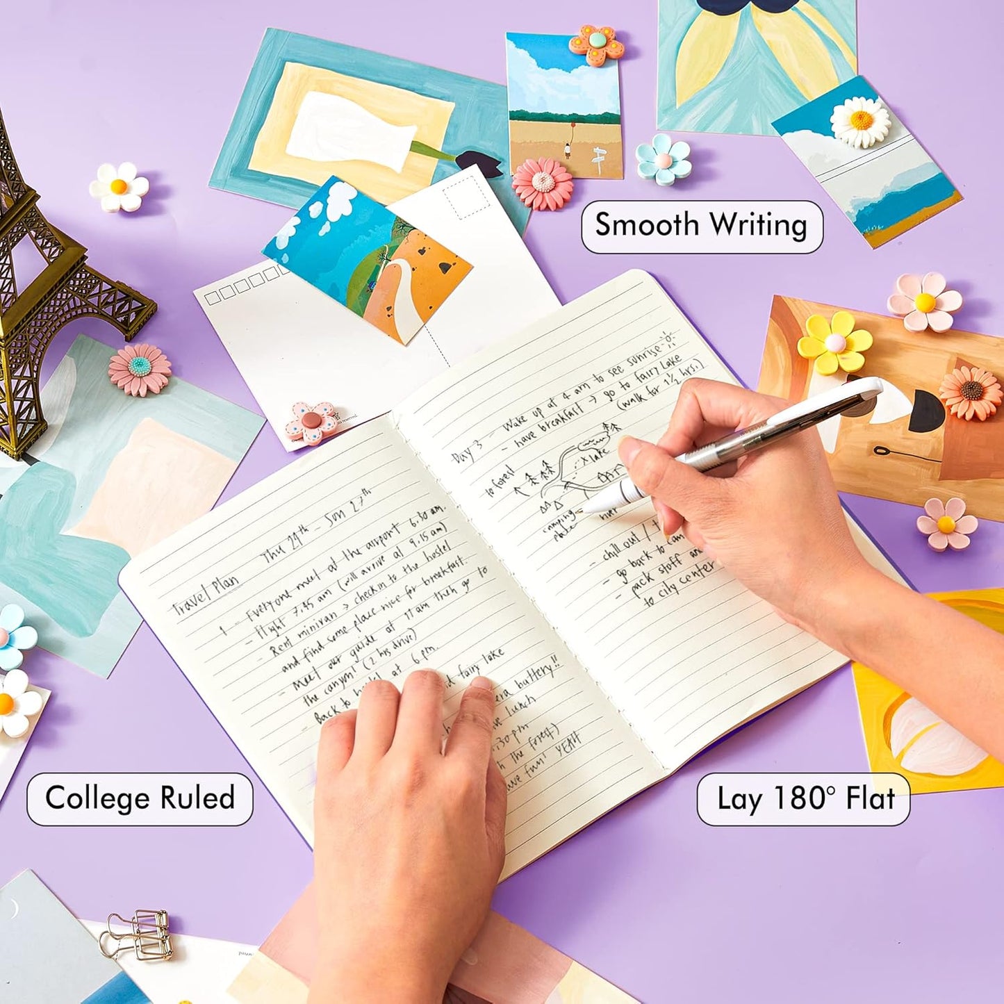 feela 36 Pack Soft Cover Journal Bulk, Lined Blank Travel Journal for Women Men Writing, Notebooks College Ruled for Work, Note Taking Notebook School Business Supplies, 8.2” x 5.5”, A5, Dark Purple