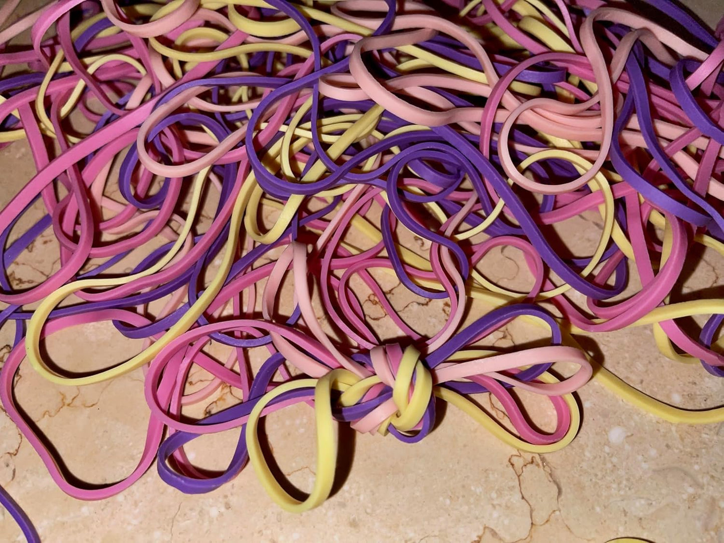 Rubber Bands, Size 117(7" x 1/8''), Latex Free Colored Rubber Bands, Elastic Bands Office Supplies, Stretchable Rubber Band for Files Bank Paper Bills Money, Home use, Macaron color, 50g Bag