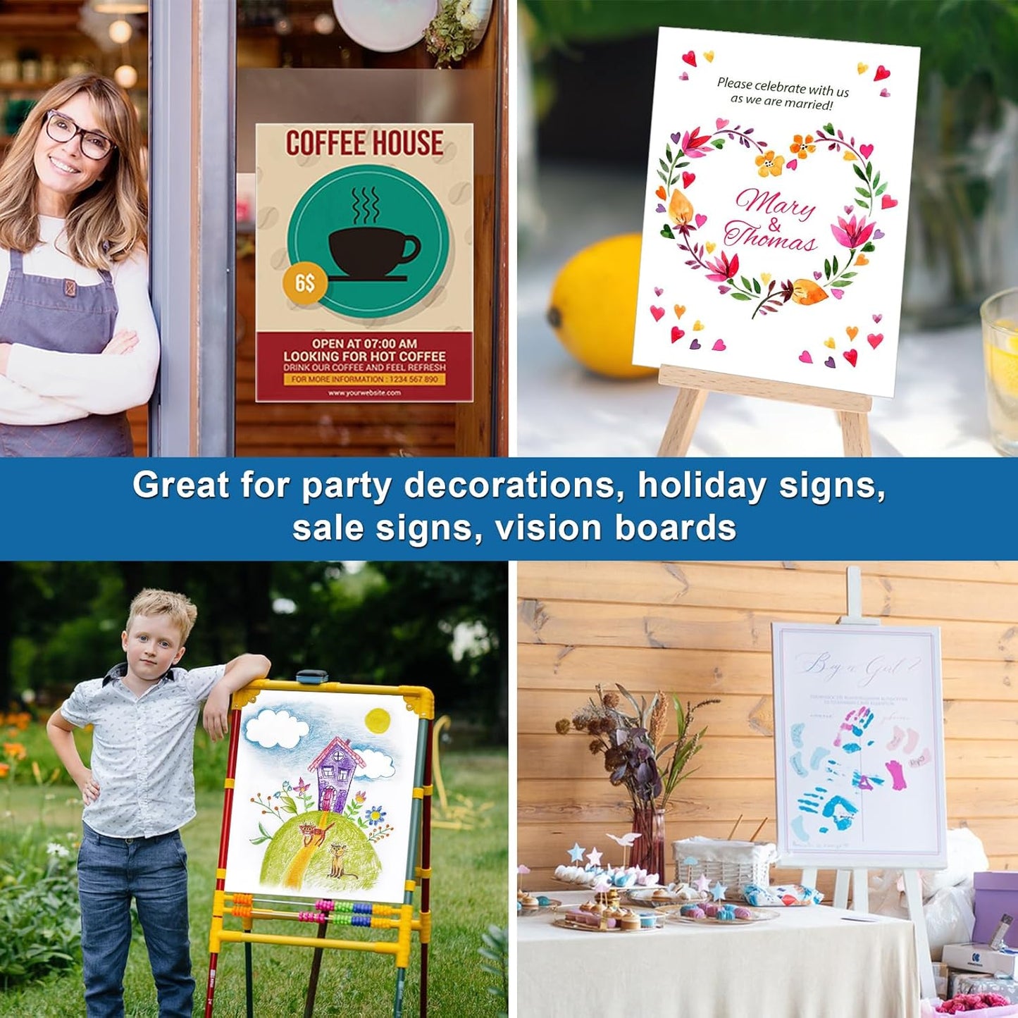 18 Pcs White Poster Board Paper 14x18, ROOKEA Blank Graphic Display Vision Boards Bulk for School Arts Classroom Crafts Projects Presentations Drawing Scrapbooking