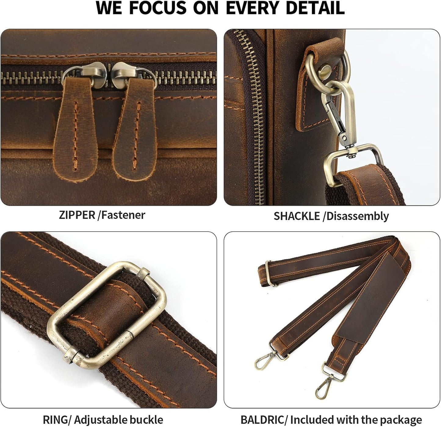 Jack&Chris Leather Briefcase for Men,Business Travel Laptop Messenger Bags