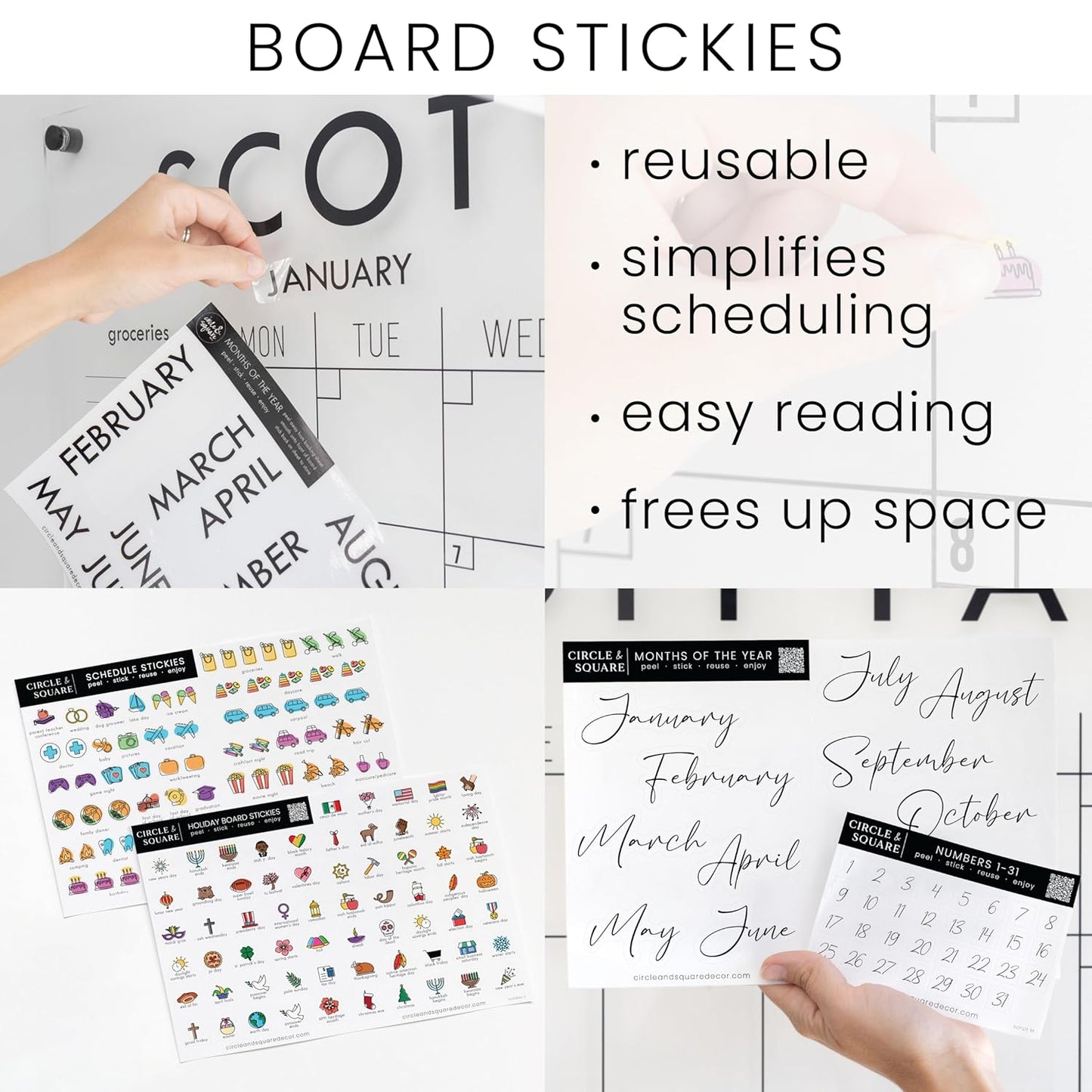 Personalized Clear Acrylic Calendar for Wall, Calendar Whiteboard for Wall, Dry Erase Wall Calendar, Wall Calendar Organizer System for Home (Cursive, Navy, 31"W x 23"H)