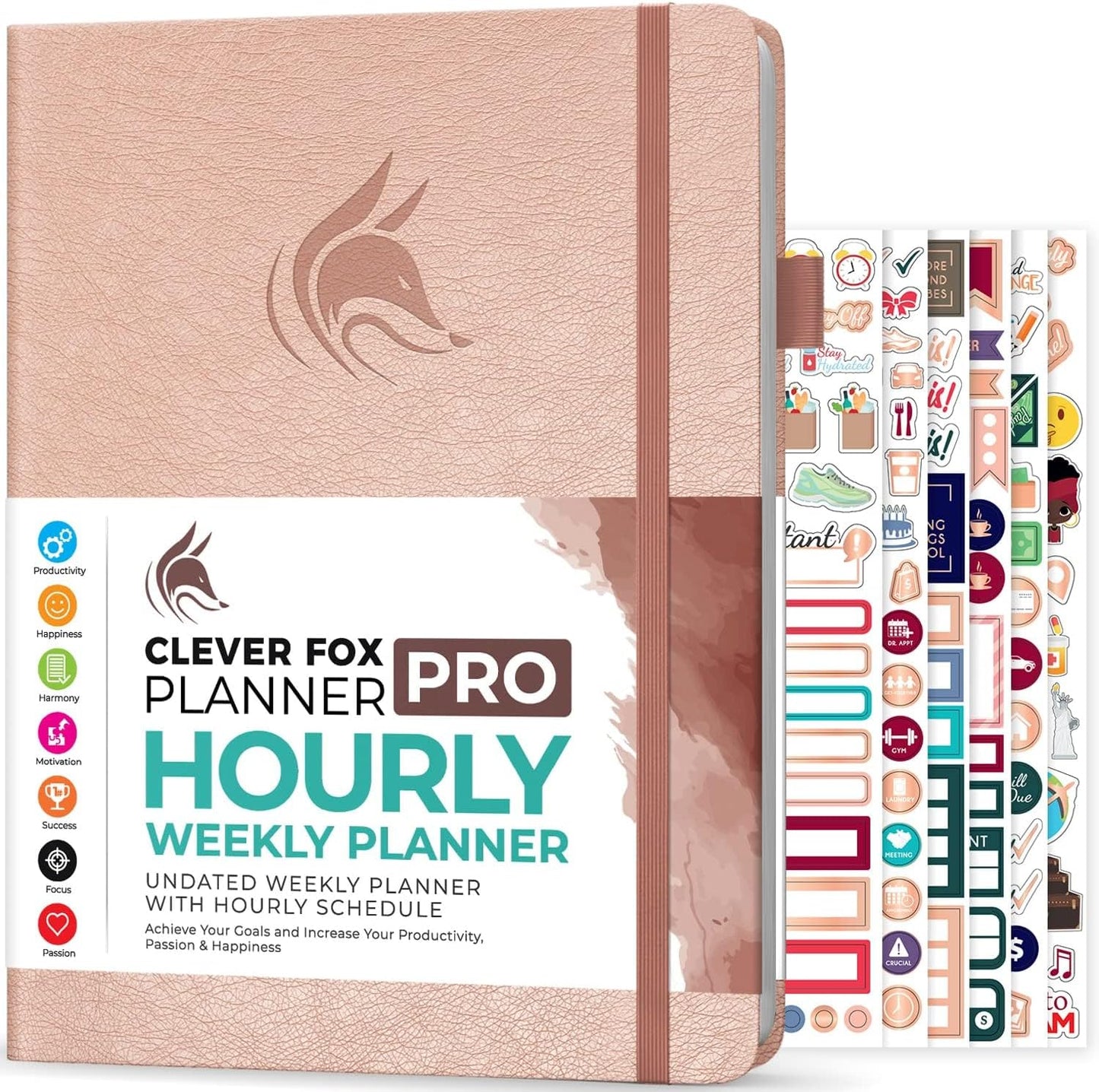 Clever Fox Planner PRO Schedule – Undated Weekly & Monthly Life Planner with Time Slots, Appointment Book & Daily Organizer, A4 (Rose Gold)