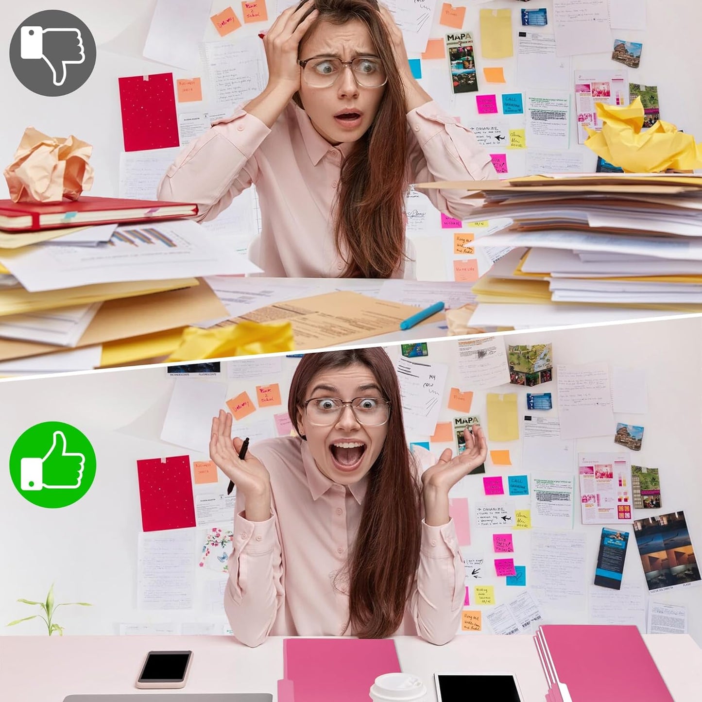 Two Tone Color File Folder 8.5 x 11 Inch,100 Packs Pink File Folders,1/3 Cut Tabs File Folder Letter Size,Manila File Folders for Office,School and Home,Organization