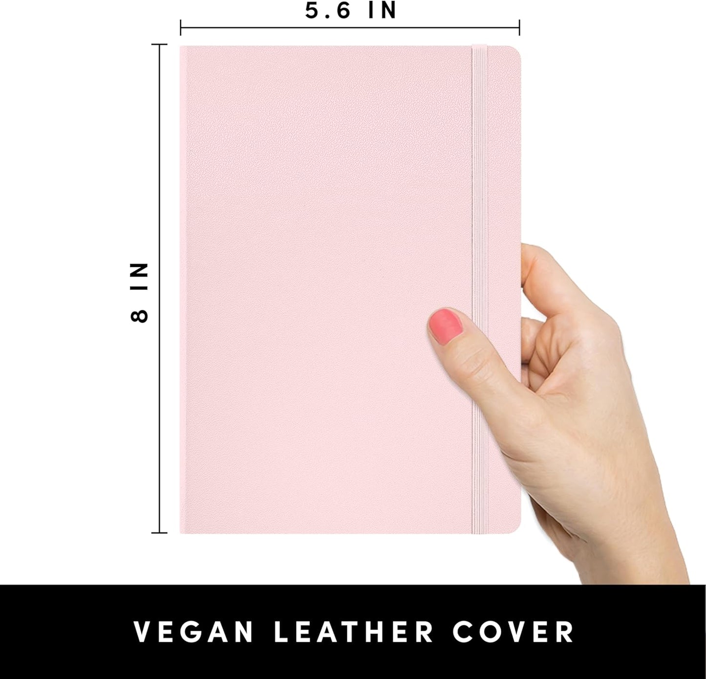 PAPERAGE Dotted Journal Notebook, (Blush), 160 Pages, Medium 5.6 in x 8 in - 100 GSM Thick Paper – Hardcover Journaling Notebook for Work, School & Bullet Journaling