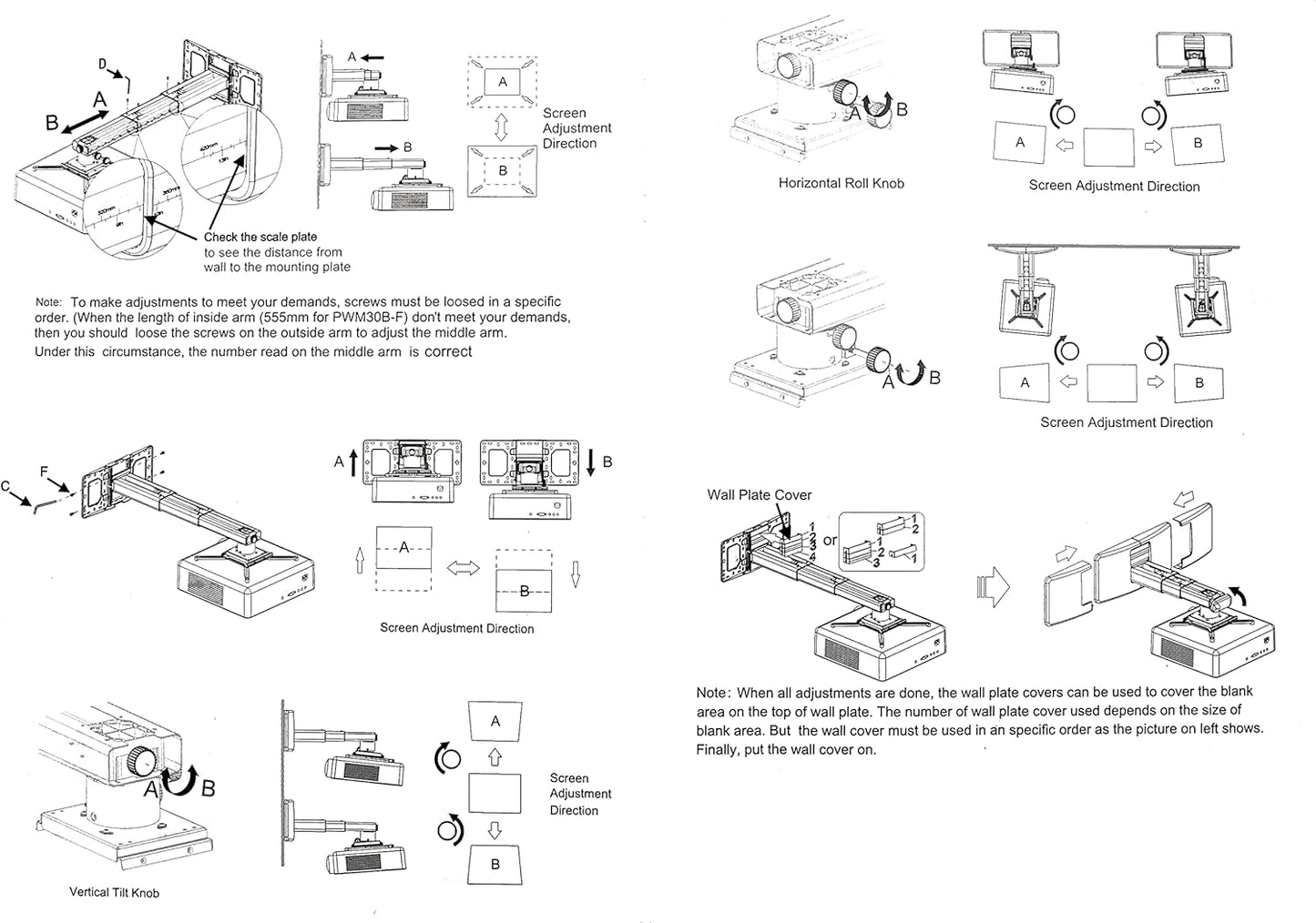 NC Projector Wall Mount with Universal LCD/DLP mounting ,Telescopic Bracket Hanger,22lbs Load Capacity,High-Precision Adjustable:(19.49"-49.21")