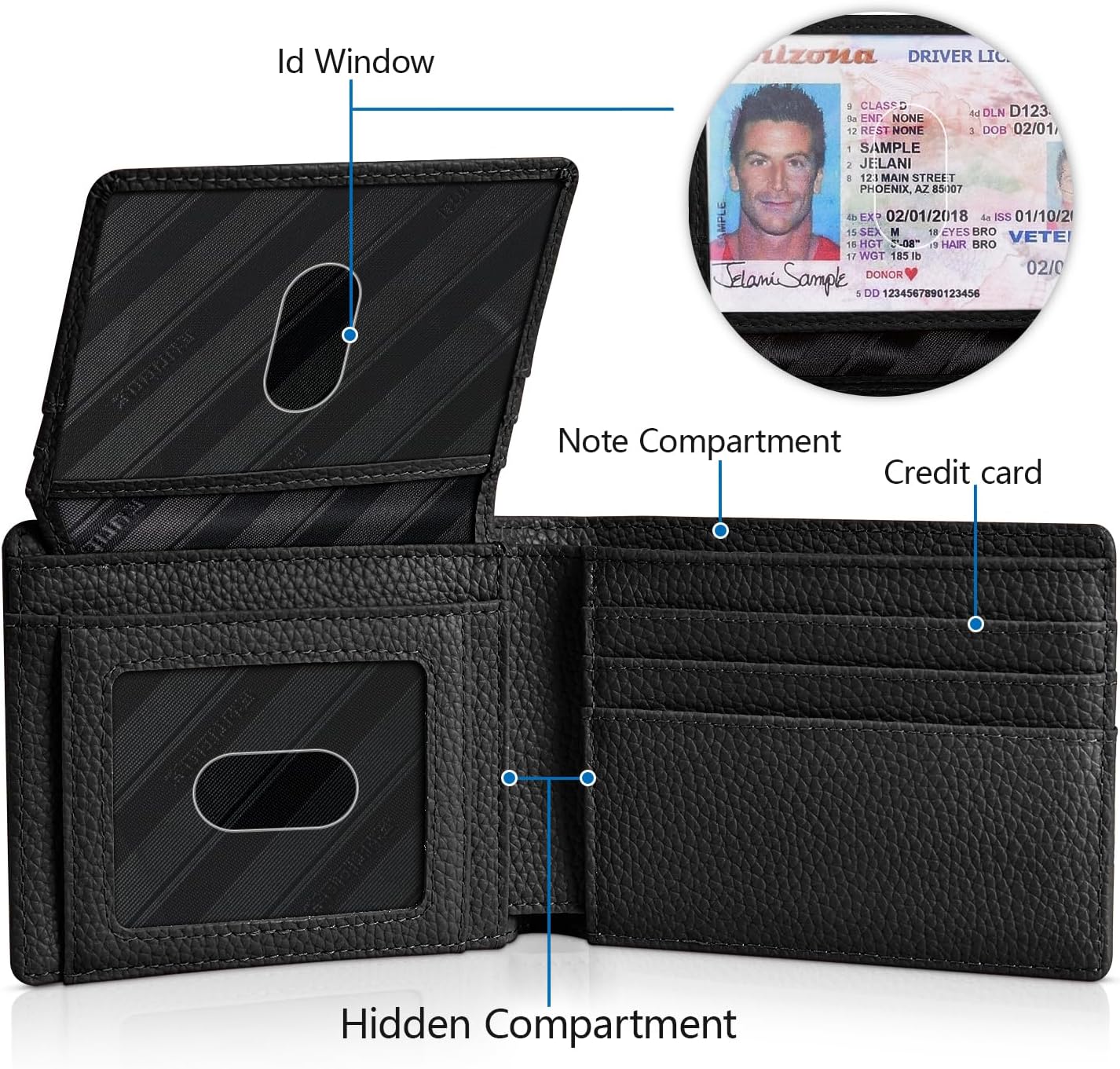 RUNBOX Wallet for Men Slim Rfid Leather 2 ID Window With Gift Box