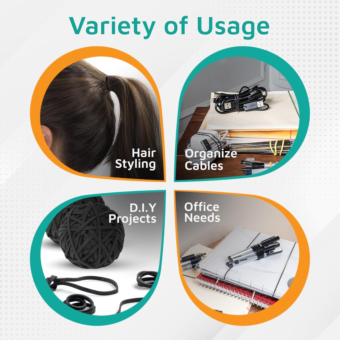 PlasticMill Black Rubber Bands Size 33 (3 1/2" x 1/8") - #33 Rubber Bands Office Supplies - Strong, Elastic Bands for Crafts, Balloon Garland, Cash, File Folders (500-Pack)