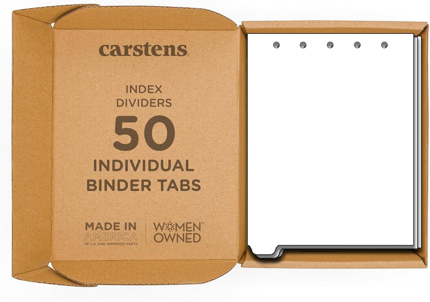 Carstens - Heavy Duty Plastic Ring Binder Dividers, Bottom Tab, 1/9 Cut, Tab 1 Position, US Letter, White, Case of 50, (2619-20CS) - Ideal Medical Chart Dividers or Index Tabs for 3 Ring Binders