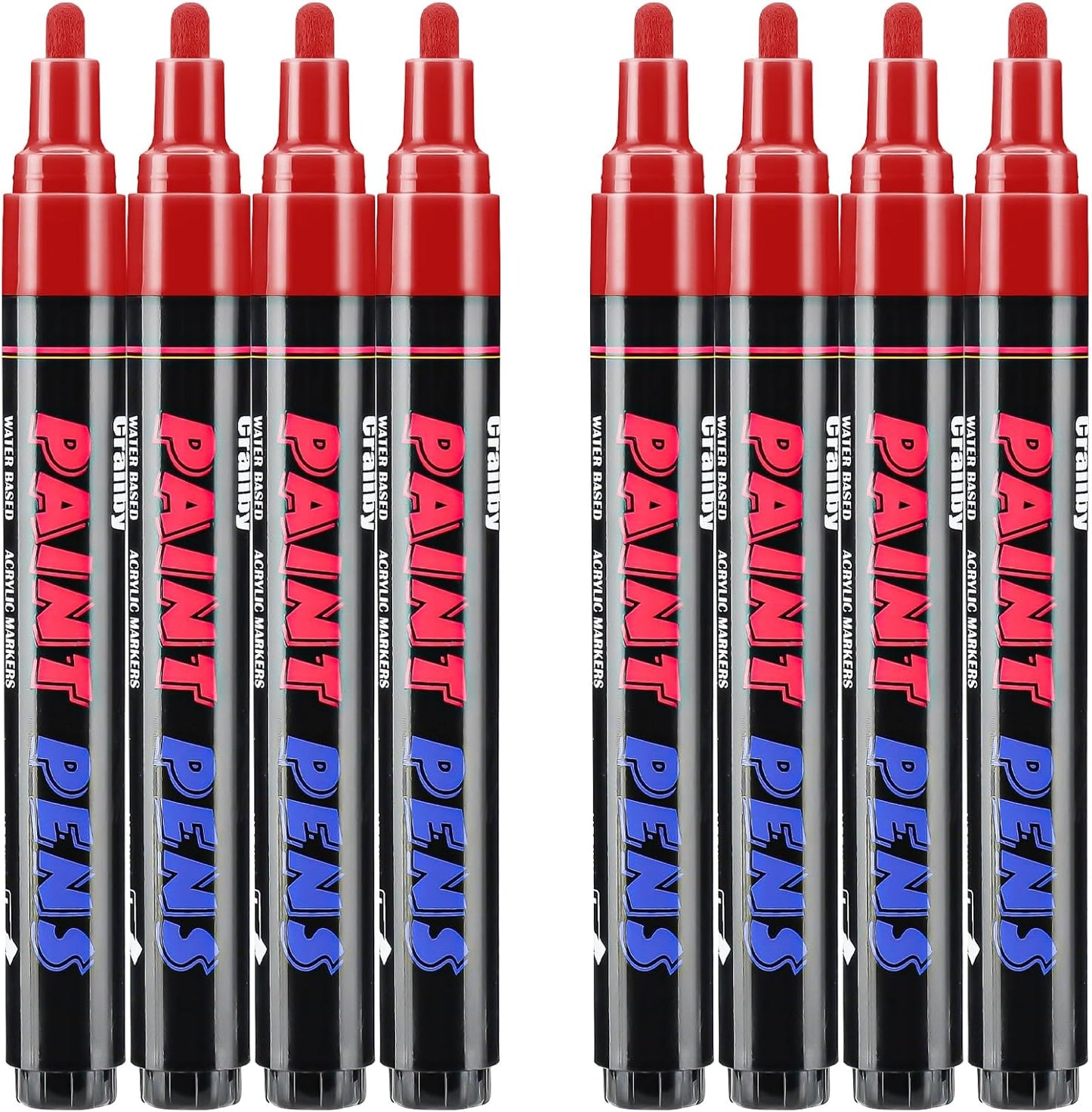Red Paint Pens Paint Markers - 8 Pack Permanent Quick Dry Waterproof Marker Pens for Rocks Wood Fabric Plastic Canvas Glass Mugs Metal Tire Stone