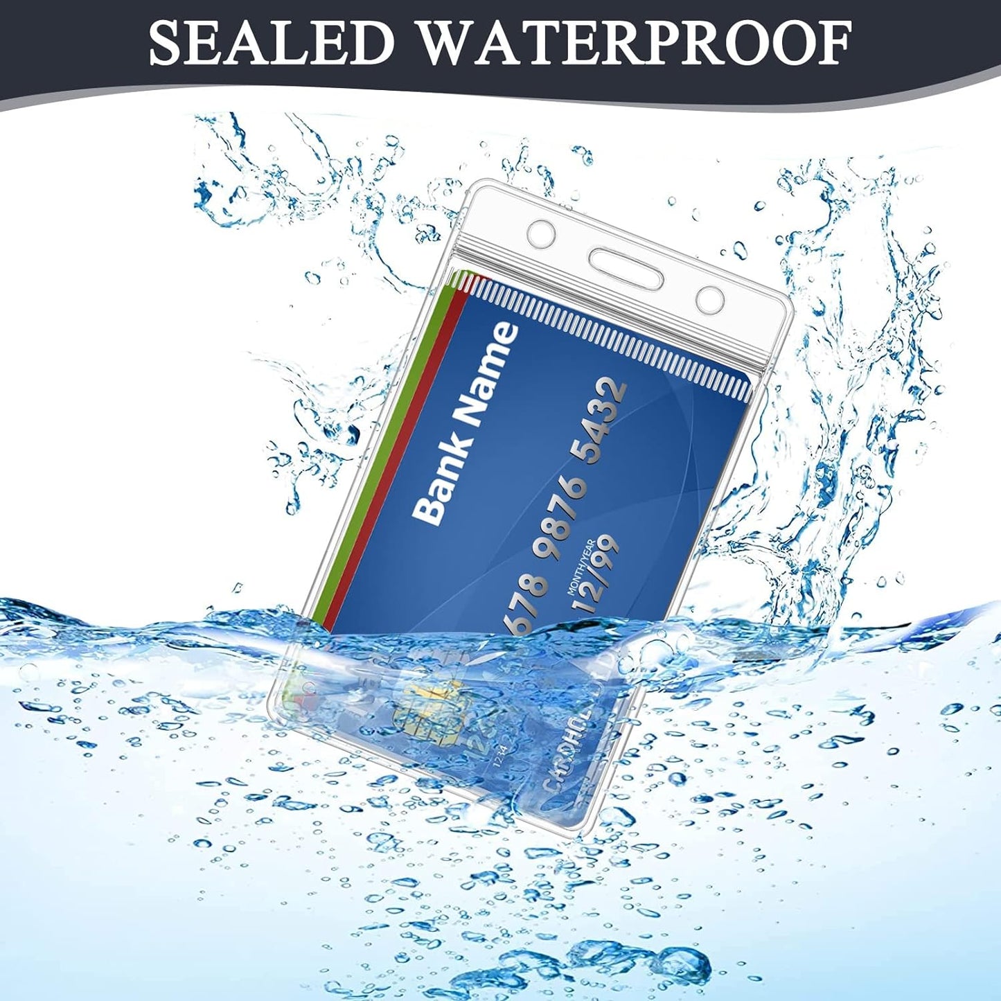 200 Pack ID Badge Holder - Vertical Badge Holder, 2.25" x 3.5" Clear Cards Holders for Lanyard, Plastic Sealable Waterproof, Name Tag Holder for Nurses, Office and School