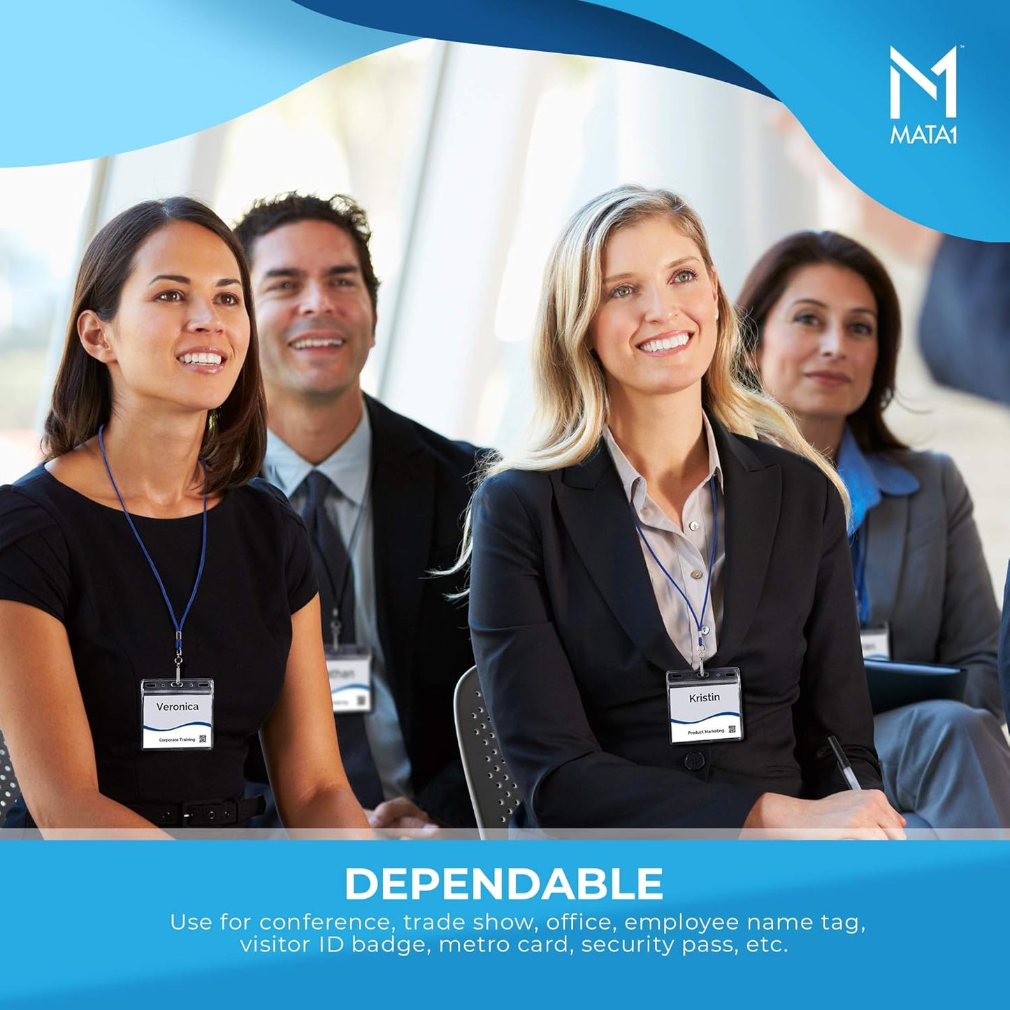 Mata1-USA Plastic Horizontal Card Protector (Clear, 4x3 Inch, 100 Pack), Large Size No Zipper ID Name Badge Holder