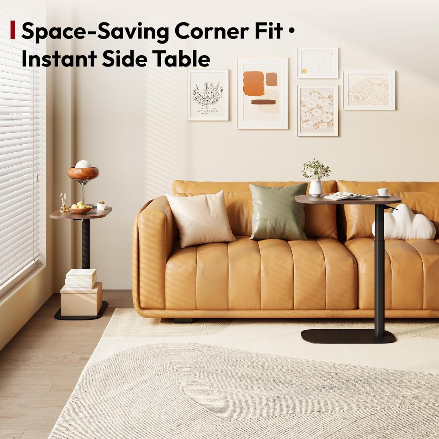 SANODESK Small Standing Desk Pneumatic Height Adjustable Small Sit Stand Desk Laptop Desk Overbed Table Computer Cart for Home Office Computer Workstations(23.6" W x 13.8" D,Black Walnut)