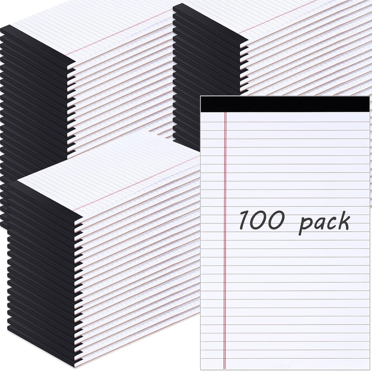 Gueevin 100 Pcs Legal Pads 5x8 Inch Note Pads Lined Small Notepads Bulk Wide Ruled Writing Paper 5 x 8 Mini Notebook for School, College, Office, Classroom Supplies, 40 Sheets (White)