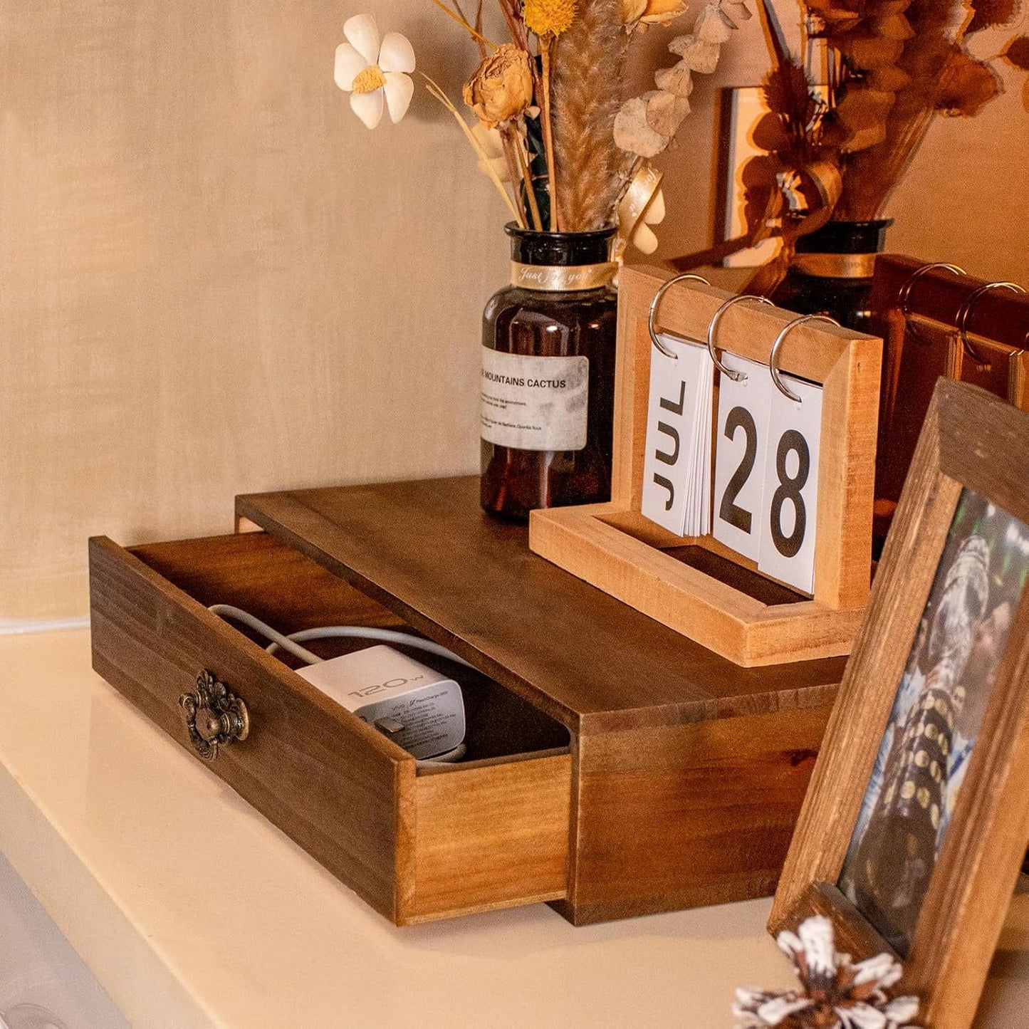 BONNY DODO Wooden Drawers Organizer Soild Desktop Drawer Storage Box Organizer With Drawers, Office Organization for Countertop Table To Store Mail, Phone, Suppliers, Glasses (Wood)