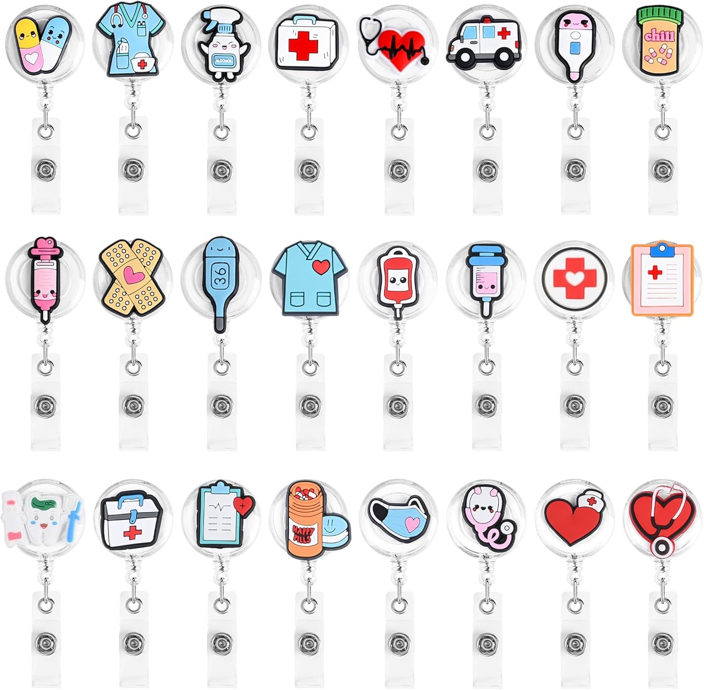 24Pcs Medical Badge Reel, Retractable Nursing ID Badge Holders Nurse Accessories for Doctor Medical Health Hospital Office Worker Gifts. (Nurse)
