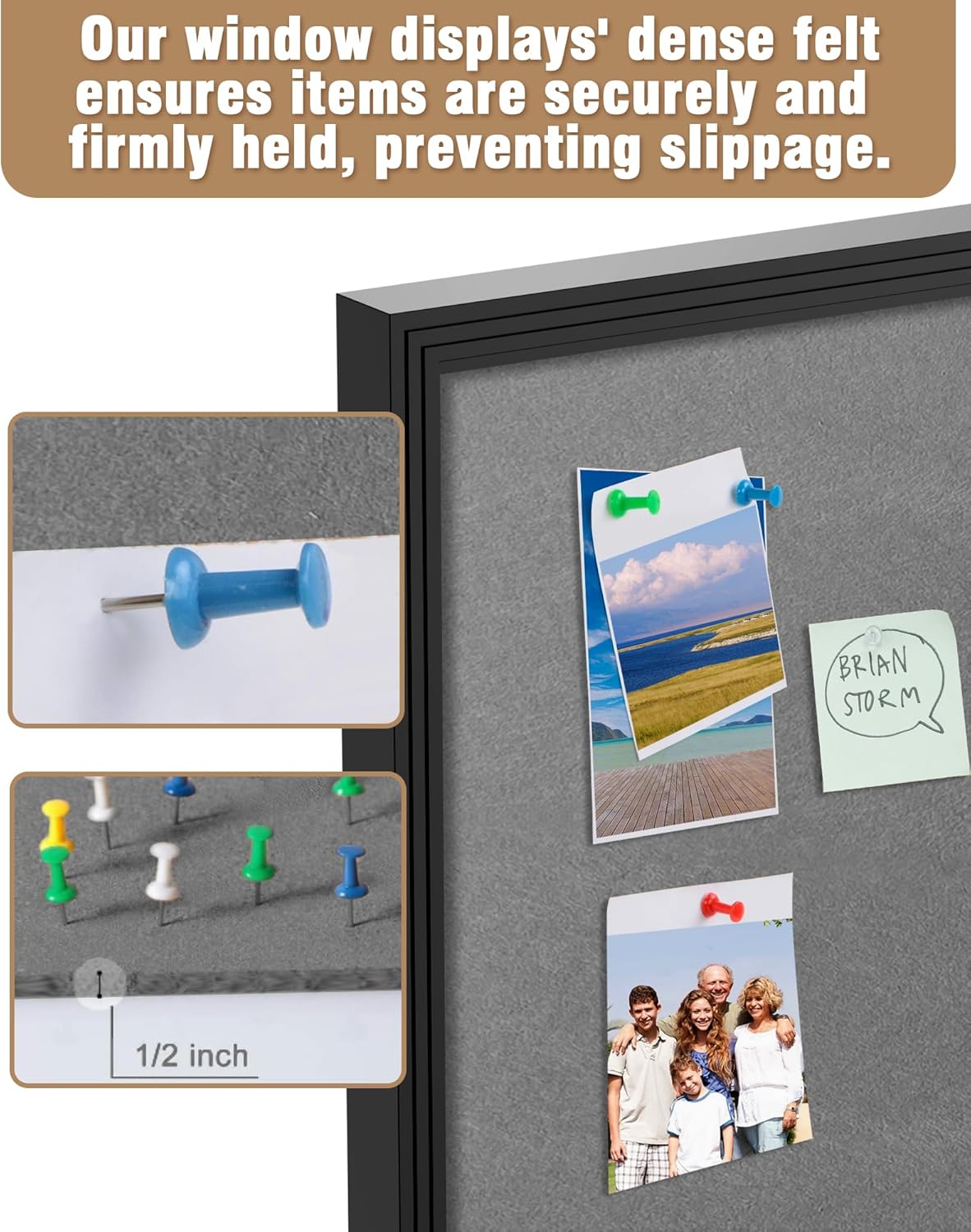 36"x24" Enclosed Bulletin Board, Outdoor Lockable Weather-Resistant Aluminum Cork Noticeboard for School & Office, Black Frame w/Grey Flet