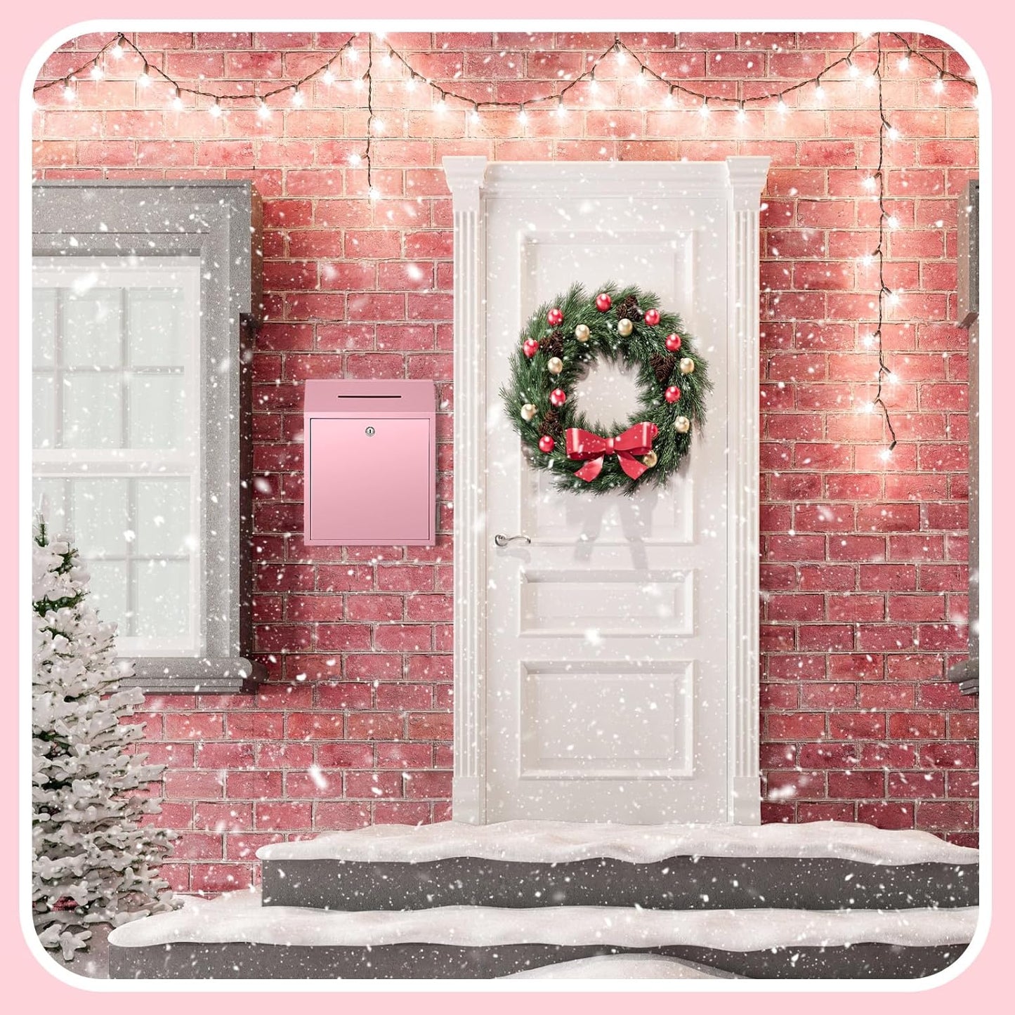 Metal Donation Cash Box Collection Safe Suggestion Box with Lock Wall Mounted Mailbox Delivery Ballot Container for Home Office Outdoor Door(Pink,15 x 12 x 4 Inch)