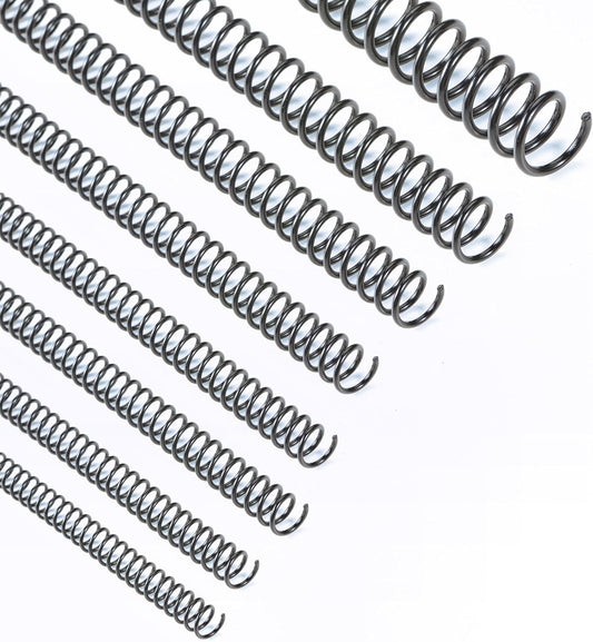 Binditek 200 Pack Plastic Spiral Binding Coils,8 Different Sizes (1/4",5/16",3/8",1/2",9/16",5/8",3/4",1"), 4:1 Pitch, Black, for Letter Size